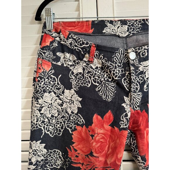 Vintage Womens Y2K Grip Jeans Floral Print Low Rise Sz 28 Bootcut Slim Rare Boho - Picture 5 of 16
